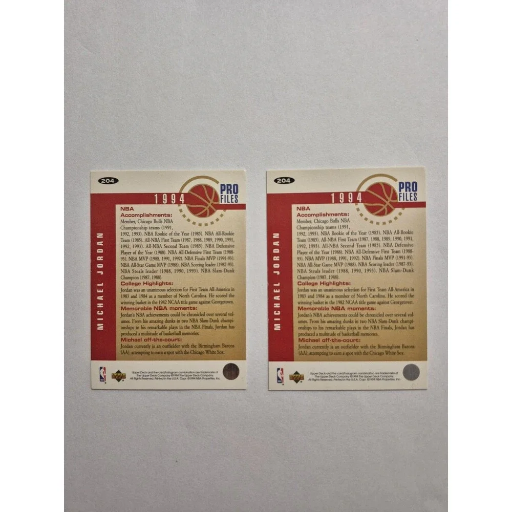 Lot of 2 Michael Jordan 1994 Upper Deck Collector's Choice Pro Files Golf Cards